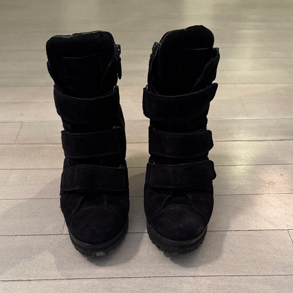 Prada Black Combat Moto Boots
